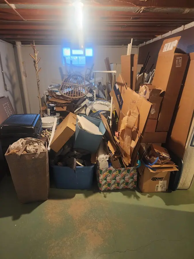 Roll-off dumpster container at job site for 20 Yard Dumpster Rental in East Peoria